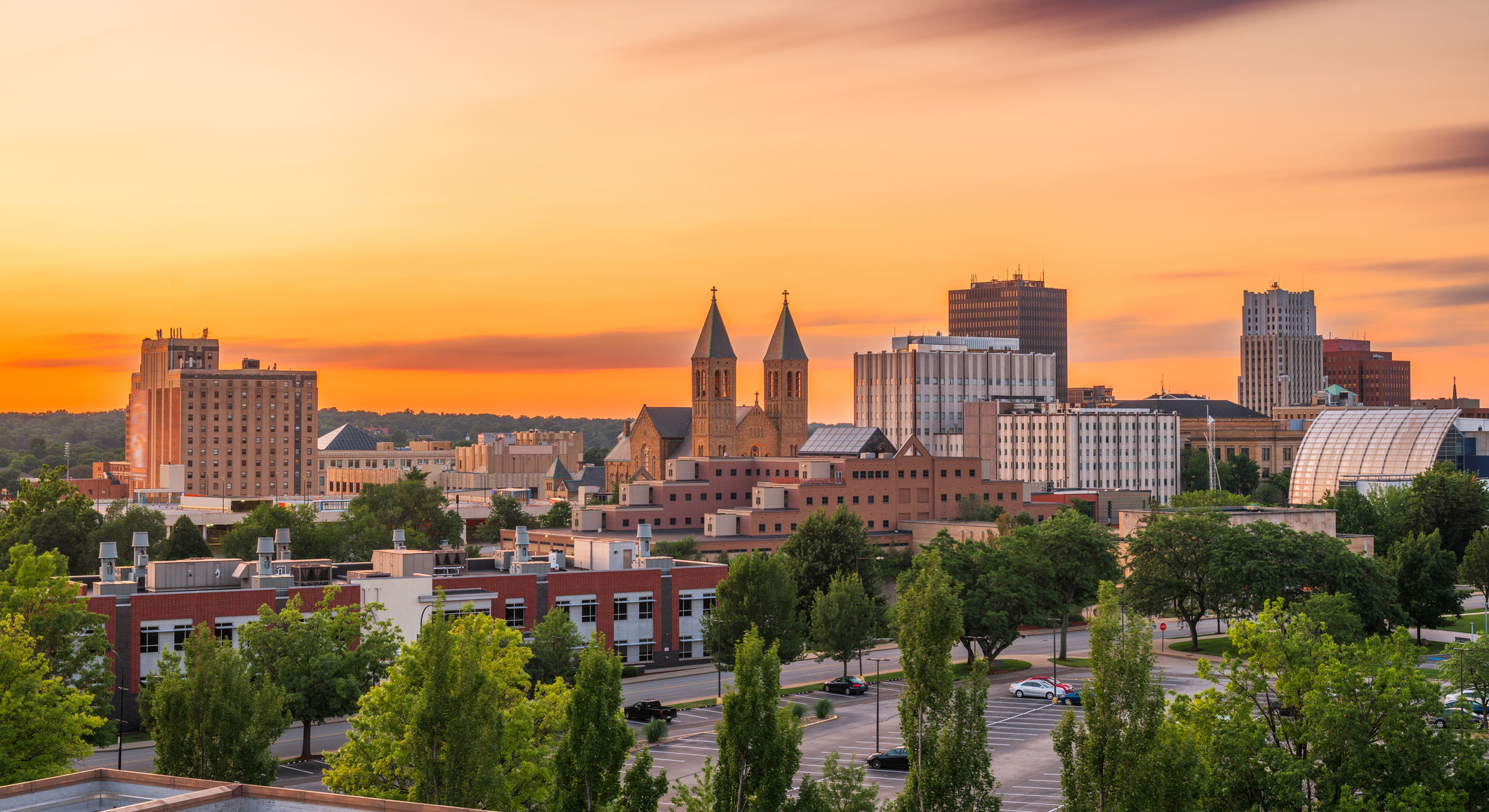 Akron's skyline at sunset Akron's skyline at sunset